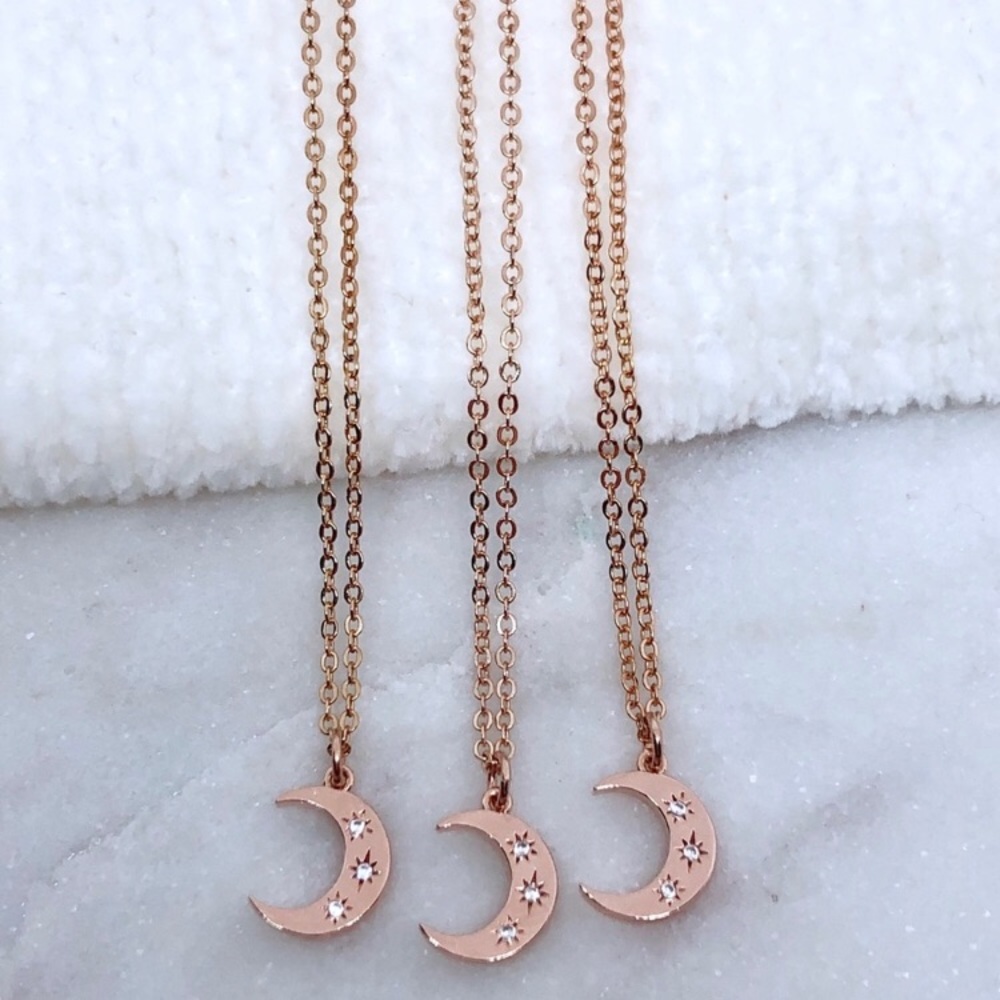 🖤Host Pick🖤 Rose Gold Pave Moon Necklace - Picture 6 of 6